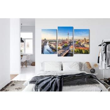 Mehrteiliges Bild Die Spree Und Ein Panoramablick Über Berlin
