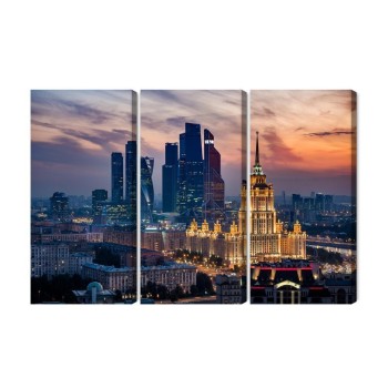 Mehrteiliges Bild Luftaufnahme Der Skyline Von Moskau