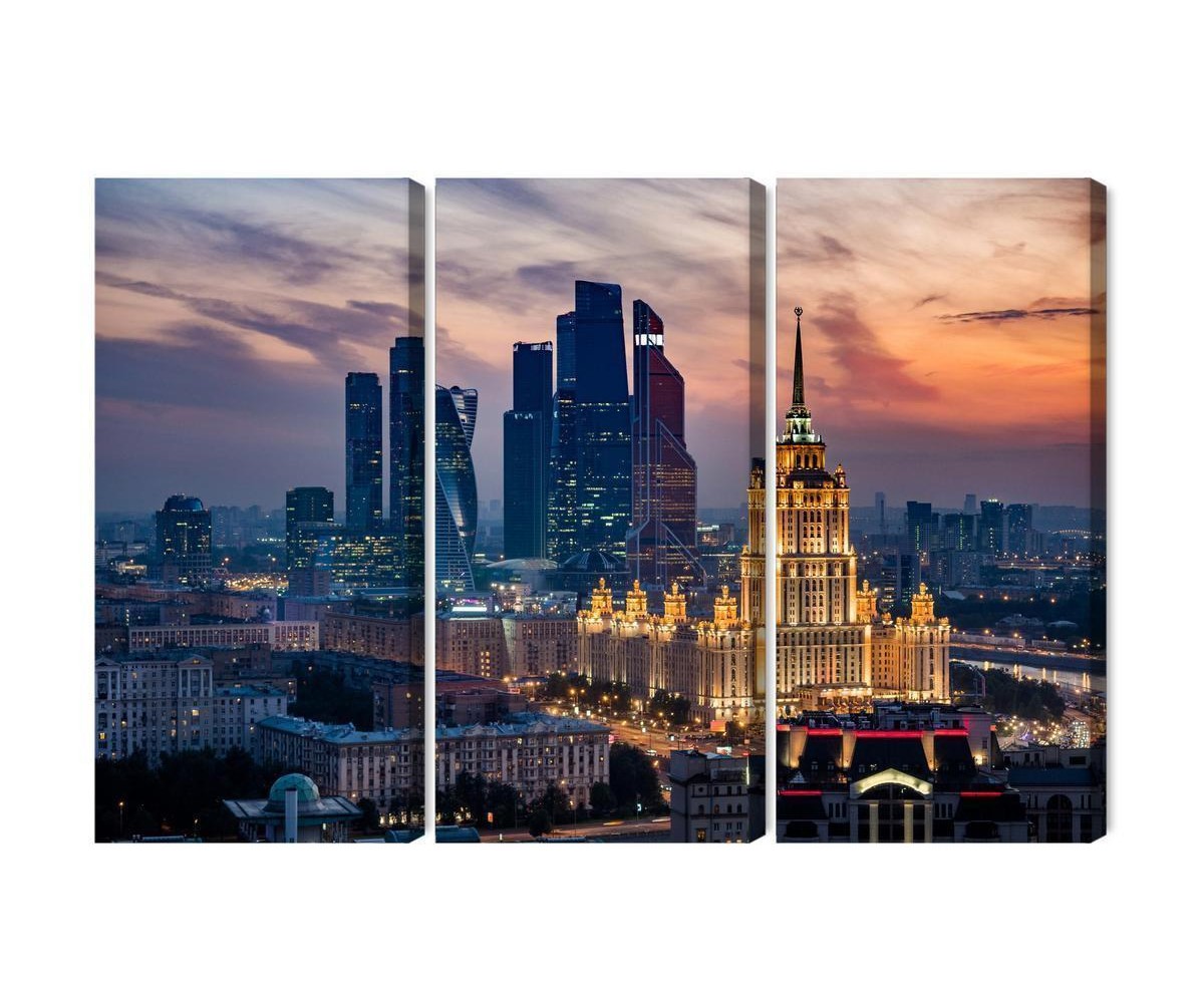 Mehrteiliges Bild Luftaufnahme Der Skyline Von Moskau