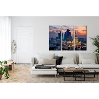Mehrteiliges Bild Luftaufnahme Der Skyline Von Moskau