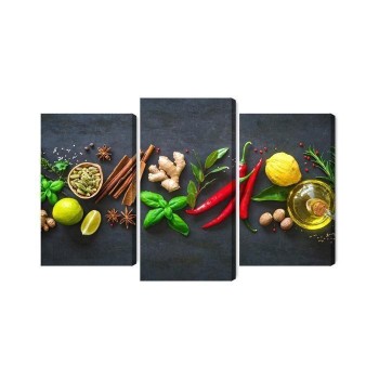 Mehrteiliges Bild Frische Aromatische Gewürze