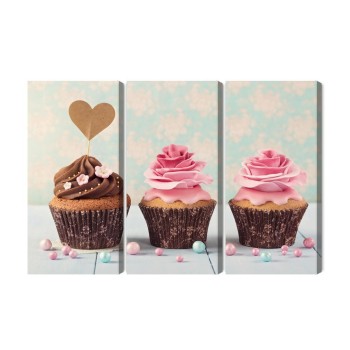 Mehrteiliges Bild Muffins Mit Sahne