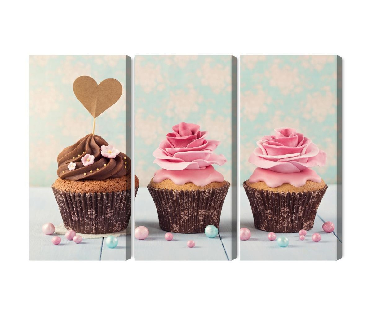 Mehrteiliges Bild Muffins Mit Sahne