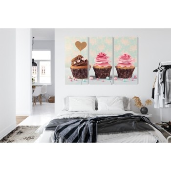 Mehrteiliges Bild Muffins Mit Sahne