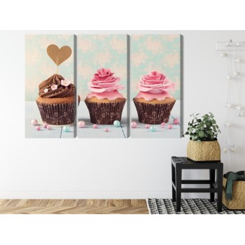 Mehrteiliges Bild Muffins Mit Sahne