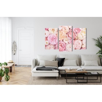Mehrteiliges Bild Blühende Blumen In Pastellfarben