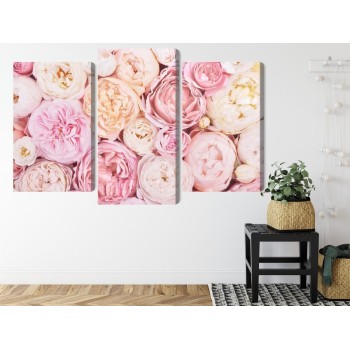 Mehrteiliges Bild Blühende Blumen In Pastellfarben