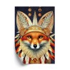 Poster Red Tribal Fox Portrait. Vintage Hand Drawn For T-Shirt  Poster  Clothes.