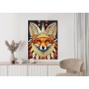 Poster Red Tribal Fox Portrait. Vintage Hand Drawn For T-Shirt  Poster  Clothes.