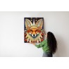 Poster Red Tribal Fox Portrait. Vintage Hand Drawn For T-Shirt  Poster  Clothes.