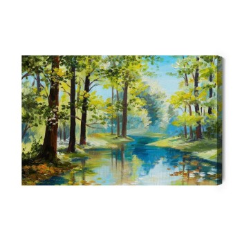 Leinwandbild Die Waldlandschaft Ist Gemalt