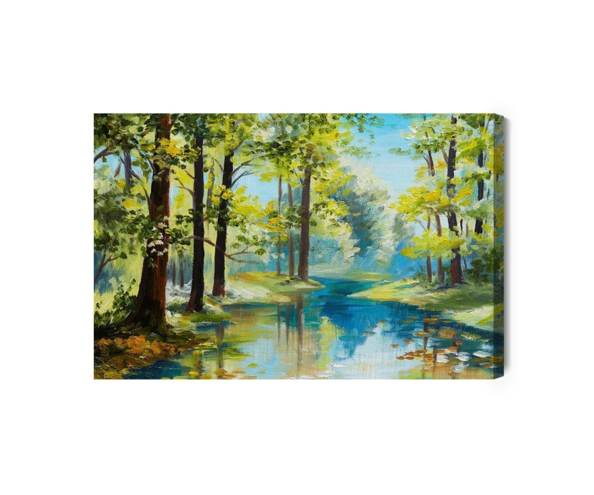 Leinwandbild Die Waldlandschaft Ist Gemalt