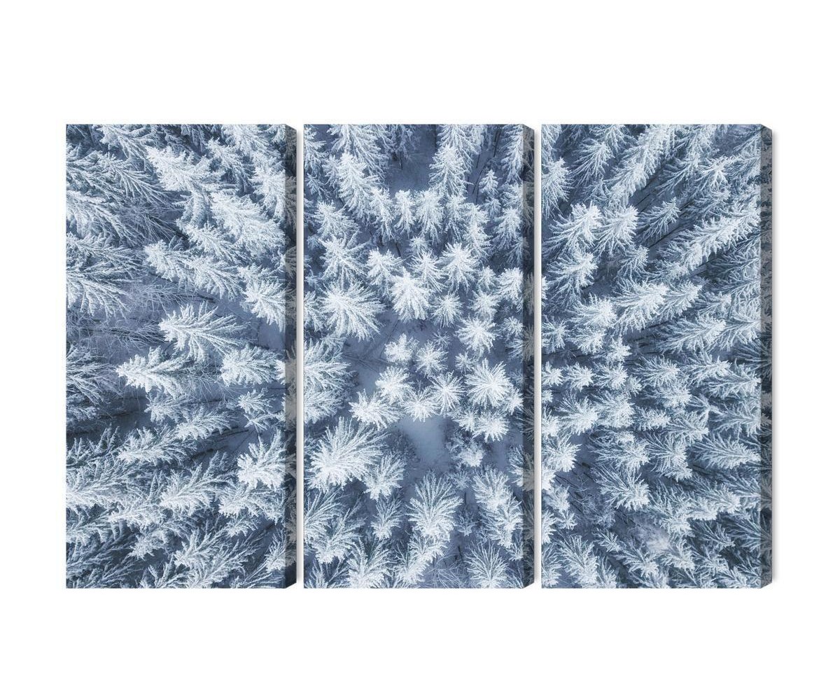 Mehrteiliges Bild Luftaufnahme Des Winterwaldes