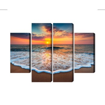 Mehrteiliges Bild Sonnenuntergang Auf Dem Meer 3D