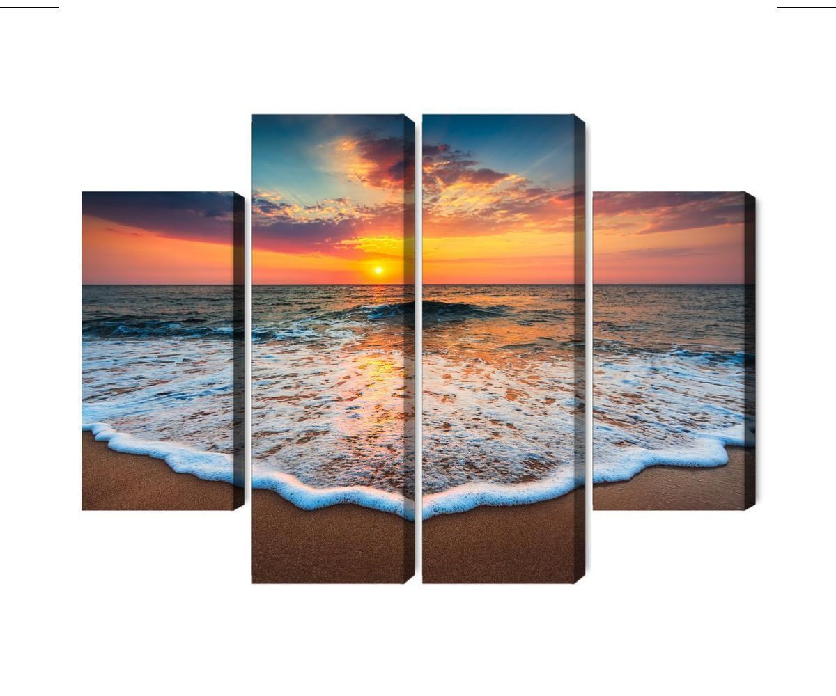 Mehrteiliges Bild Sonnenuntergang Auf Dem Meer 3D