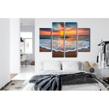 Mehrteiliges Bild Sonnenuntergang Auf Dem Meer 3D