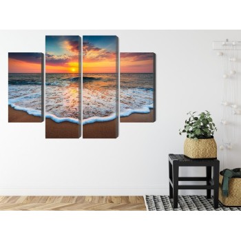 Mehrteiliges Bild Sonnenuntergang Auf Dem Meer 3D