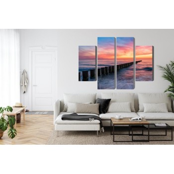 Mehrteiliges Bild Die Ostsee Mit Hölzernen Wellenbrechern