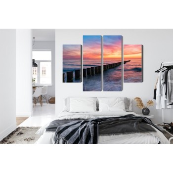 Mehrteiliges Bild Die Ostsee Mit Hölzernen Wellenbrechern