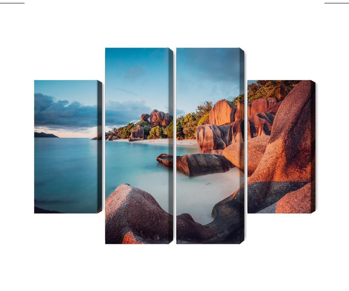 Mehrteiliges Bild Strand Auf Den Seychellen