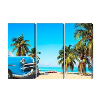 Mehrteiliges Bild Varadero Beach In Kuba Und Ein Amerikanisches Auto