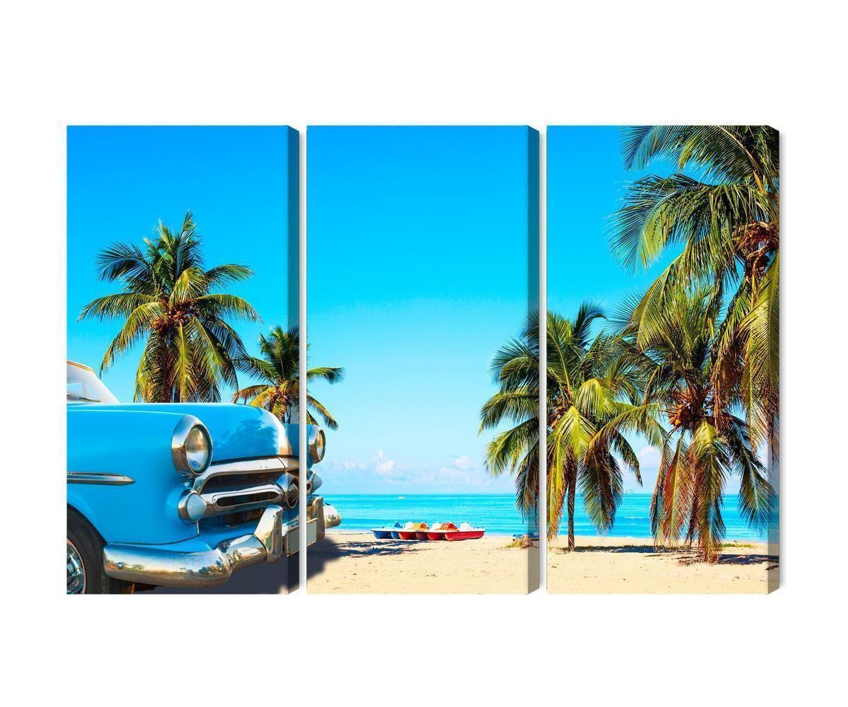 Mehrteiliges Bild Varadero Beach In Kuba Und Ein Amerikanisches Auto