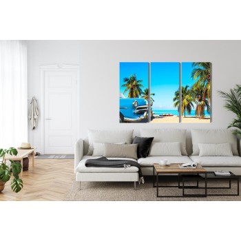 Mehrteiliges Bild Varadero Beach In Kuba Und Ein Amerikanisches Auto