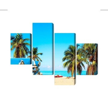 Mehrteiliges Bild Varadero Beach In Kuba Und Ein Amerikanisches Auto