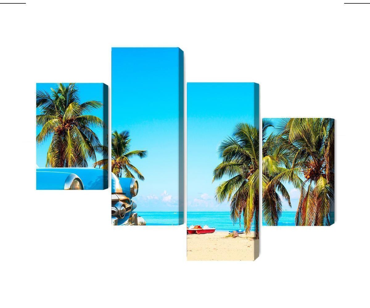 Mehrteiliges Bild Varadero Beach In Kuba Und Ein Amerikanisches Auto