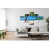 Mehrteiliges Bild Tropischer Strand Mit 3D-Palme