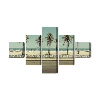 Mehrteiliges Bild Palmen Am Strand Von Ipanema In Rio De Janeiro