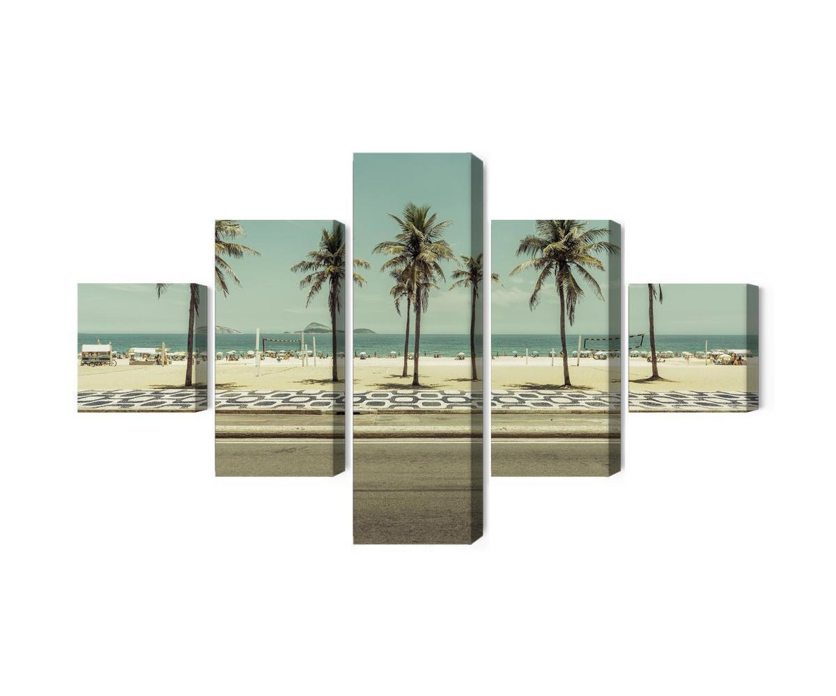 Mehrteiliges Bild Palmen Am Strand Von Ipanema In Rio De Janeiro