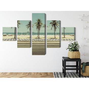Mehrteiliges Bild Palmen Am Strand Von Ipanema In Rio De Janeiro