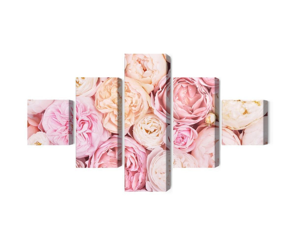 Mehrteiliges Bild Blühende Blumen In Pastellfarben