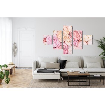 Mehrteiliges Bild Blühende Blumen In Pastellfarben