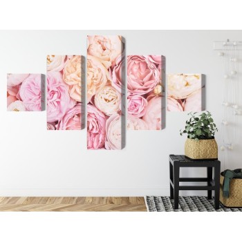 Mehrteiliges Bild Blühende Blumen In Pastellfarben