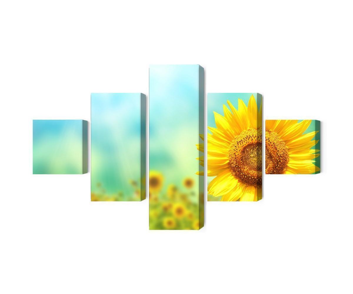 Mehrteiliges Bild Dekorative 3D-Sonnenblumenblumen