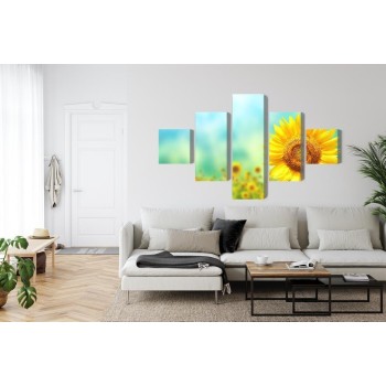 Mehrteiliges Bild Dekorative 3D-Sonnenblumenblumen