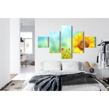 Mehrteiliges Bild Dekorative 3D-Sonnenblumenblumen