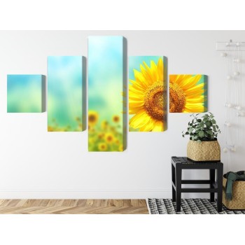 Mehrteiliges Bild Dekorative 3D-Sonnenblumenblumen