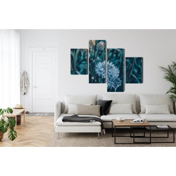 Mehrteiliges Bild Kornblumen Auf Der Wiese 3D