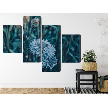 Mehrteiliges Bild Kornblumen Auf Der Wiese 3D