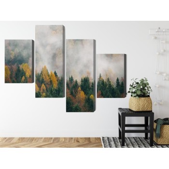 Mehrteiliges Bild Herbstwald Im Nebel 3D