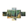 Mehrteiliges Bild Waldlandschaft Mit Wasserfarben Gemalt