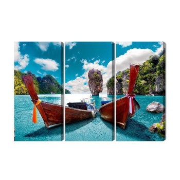 Mehrteiliges Bild Boote In Der Andamanensee In Thailand