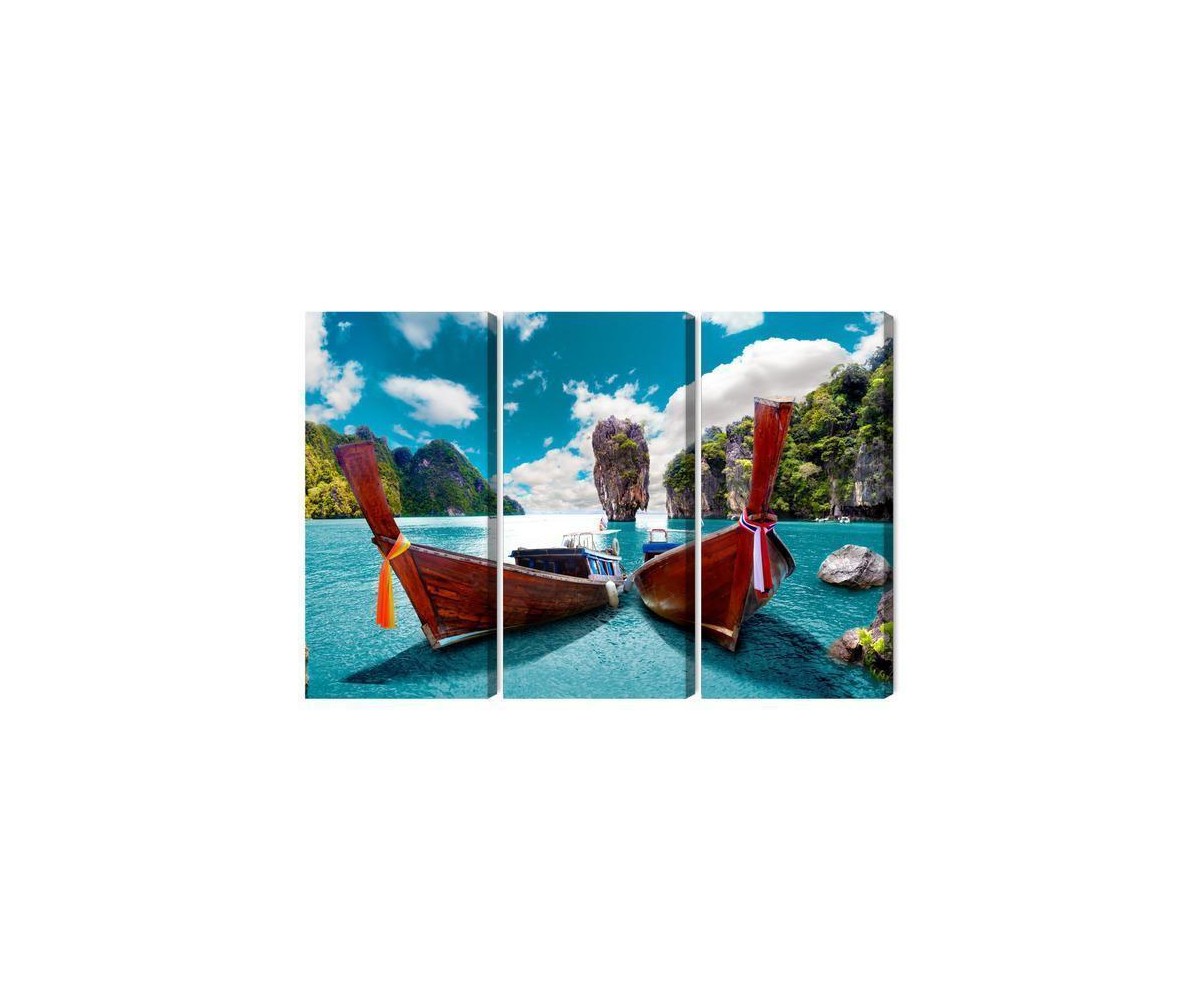 Mehrteiliges Bild Boote In Der Andamanensee In Thailand