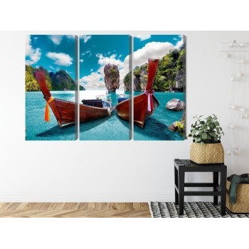 Mehrteiliges Bild Boote In Der Andamanensee In Thailand