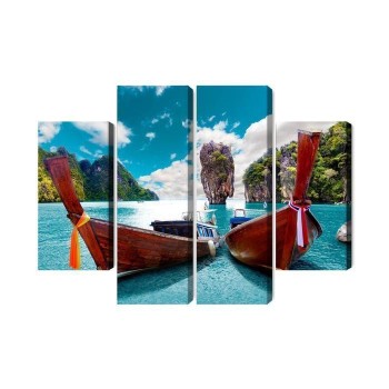 Mehrteiliges Bild Boote In Der Andamanensee In Thailand