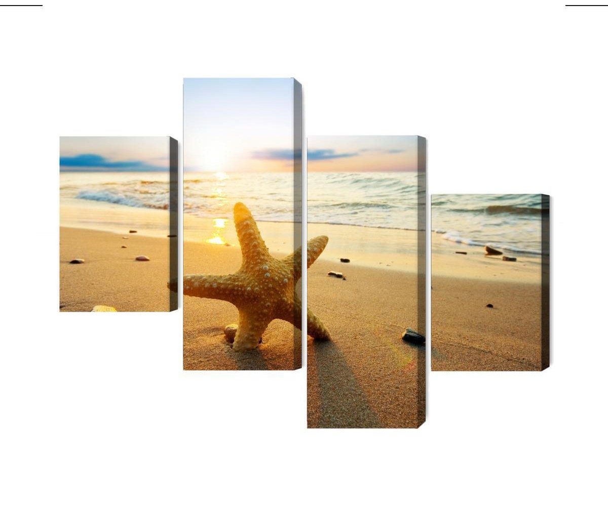 Mehrteiliges Bild Seestern Am Strand 3D