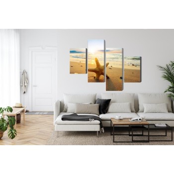 Mehrteiliges Bild Seestern Am Strand 3D